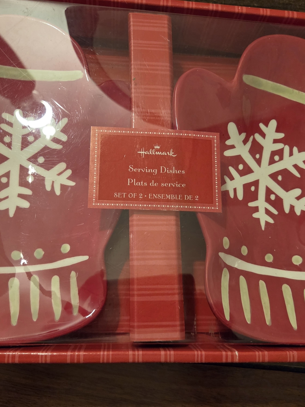 Hallmark Red and White Snowflake Holiday Serving Dishes - Set of 2